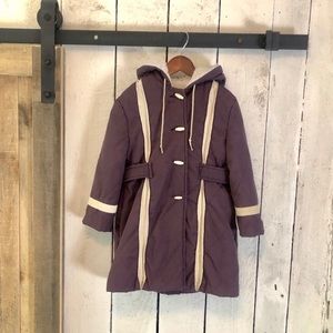 Vtg 80s Purple White Puffy Jacket Girls Coat 4T